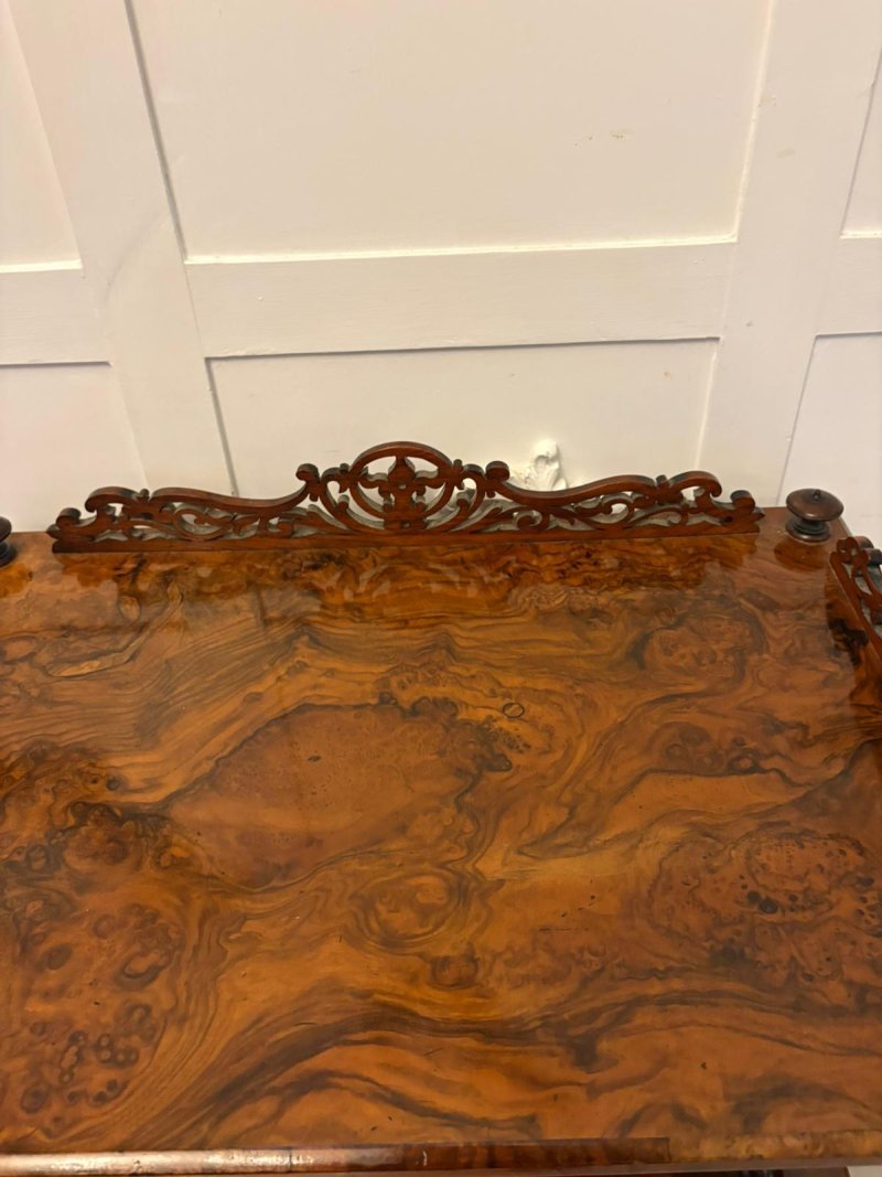 Antique Victorian Burr Walnut Canterbury Magazine Rack / Occasional Table - Image 11